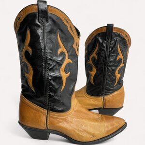 Dingo Two Tone Black Brown Leather Western Cowgirl Vintage Boots Women's 11M